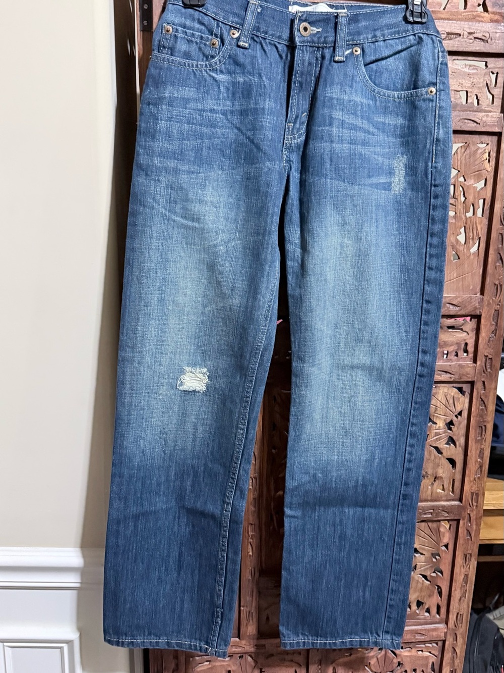 Levi's Blue Straight-Leg Jeans with Light Distress